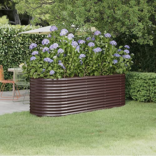 Festnight Hochbeet Metall Oval 224x80x68 cm Braun Hochbeete für Garten Balkon Terrasse Pflanzkübel Verzinkt Stahl Pflanzkasten Blumenkasten Draußen Pflanzbeet Blumenbeet Gemüsebeet von Festnight