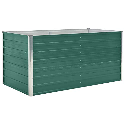 Festnight Hochbeet mit Sicherheitskanten Pflanzkübel Blumenkasten Pflanztopf Blumentopf Blumenkübel für Gärten, Balkone oder Terrassen Dekorieren 160 x 80 x 77 cm Verzinkter Stahl Grün von Festnight