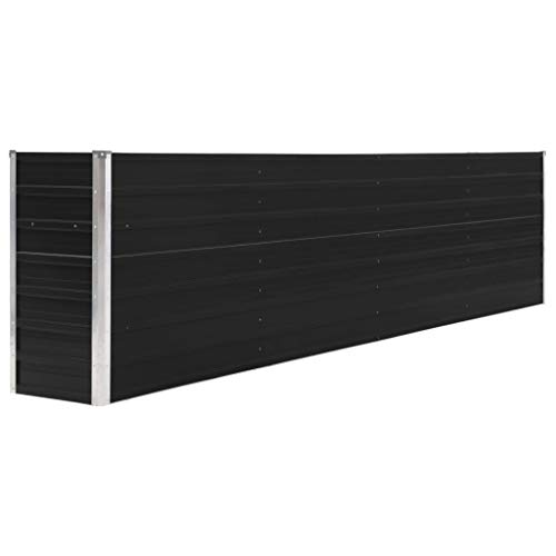 Festnight Hochbeet mit Sicherheitskanten Pflanzkübel Blumenkasten Pflanztopf Blumentopf Blumenkübel für Gärten, Balkone oder Terrassen Dekorieren 320 x 40 x 77 cm Verzinkter Stahl Anthrazit von Festnight