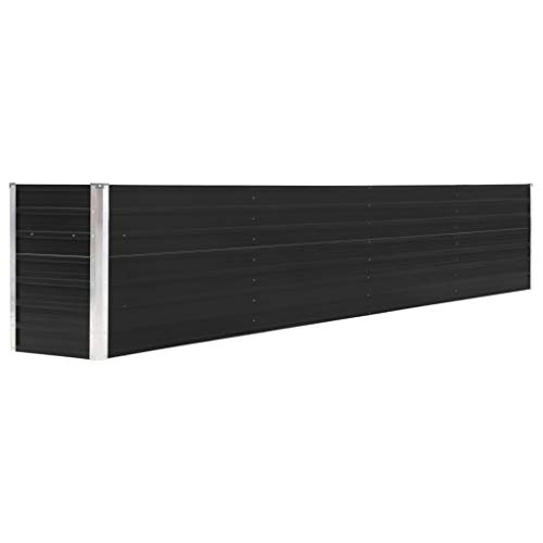 Festnight Hochbeet mit Sicherheitskanten Pflanzkübel Blumenkasten Pflanztopf Blumentopf Blumenkübel für Gärten, Balkone oder Terrassen Dekorieren Verzinkter Stahl 320x40x45 cm Anthrazit von Festnight