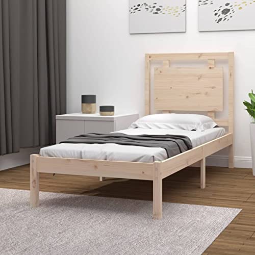 Festnight Holzbett Massivholzbett Bett 90x200 cm Holz Natur Bettrahmen Jugendbett Bettgestell mit Lattenrost Einzelbett Doppelbett von Festnight