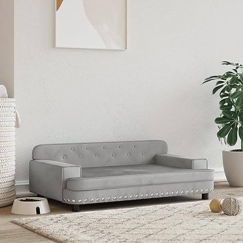 Festnight Hundebett Sofa für Hunde Haustier-Sofa Hundecouch Hundesofa Hundebetten Hundematratze rutschfest Hundebetten Hellgrau 90 x 53 x 30 cm Samt Geeignet für kleine Hunde und Haustiere von Festnight