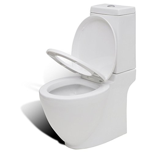 Festnight Keramik WC Stand-Toilette Stand-WC Bodenstehend Toilette inkl. Soft Close WC Sitz für Badezimmer - Weiß von Festnight