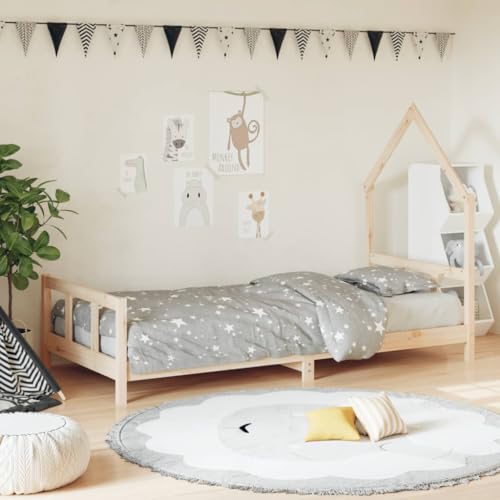 Festnight Kinderbett 90x200 cm Bettrahmen für Jungen & Mädchen ab 4 Jahren Kinder Bett Holz Jugendbett Massivholz Holzbett Bettgestell mit Lattenroste Einzelbett Hausbett Kinderzimmer von Festnight