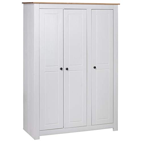 Festnight Kleiderschrank 3-Türig Weiß 118×50×171,5 cm Kiefer Panama Serie Schlafzimmerschrank Garderobenschrank von Festnight