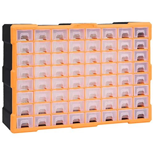 Festnight Kleinteilemagazin Sortierkasten Multi-Schubladen-Organizer Sortimentskasten Sortimentsbox Schraubenbox Sortierbox für Kleinteile ordnungssystem Werkstatt mit 64 Schubladen 52x16x37,5 cm von Festnight