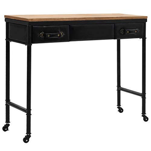 Festnight Konsolentisch Retro Beistelltisch MDF und Tannenholz Tisch Sideboard 2 Schubladen und 4 Rollen 100 x 33,5 x 80 cm von Festnight