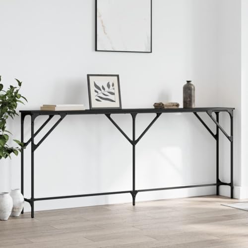 Festnight Konsolentisch Schmal Flurtisch Schwarz Beistelltisch Schmal Eingangstisch Stabiles Stahlgestell 180 x 23 x 75 cm Konsolentisch Für Den Eingangsbereich Holzwerkstoff von Festnight