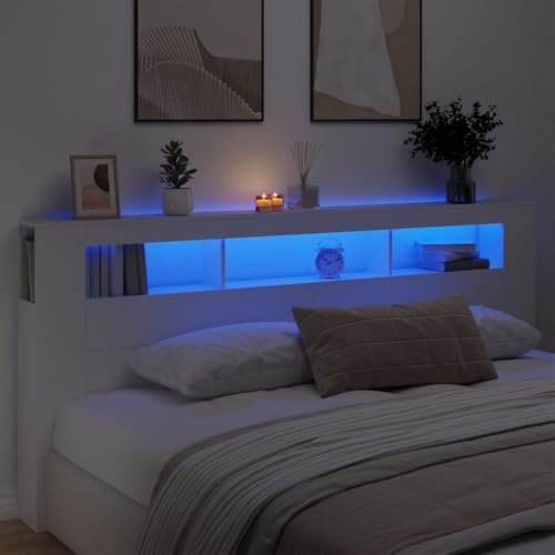 Festnight LED Bettkopfteil Holz 220x103,5 cm Bett Kopfteil mit Stauraum Regal Bettrückwand Headboard for Bed Kopfteil mit Ablagen Kopfteil Regal Kopfteil mit Led Beleuchtung Kopfenden Bett Rückwand Festnight LED Bettkopfteil Holz 220x103,5 cm Bett Kopfteil mit Stauraum Regal Bettrückwand Headboard for Bed Kopfteil mit Ablagen Kopfteil Regal Kopfteil mit Led Beleuchtung Kopfenden Bett Rückwand von Festnight