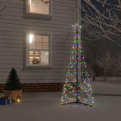 Festnight LED Weihnachtsbaum Außen,Lichterbaum Aussen, Beleuchteter Weihnachtsbaum Außen, Bunt, Tannenbaum Beleuchtung 200 LEDs 180cm Weihnachtsdeko Aussen von Festnight