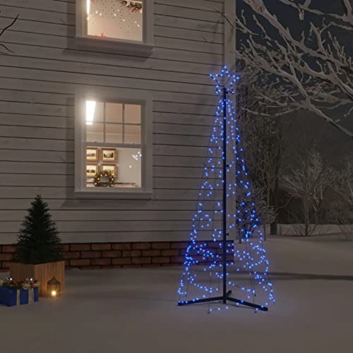 Festnight LED Weihnachtsbaum Außen Kegelform,Lichterbaum Aussen,Weihnachtspyramide,Tannenbaum Beleuchtung Blau 200 LEDs 70x180 cm Weihnachtsdeko Aussen von Festnight