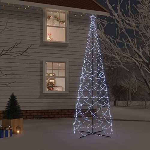 Festnight LED Weihnachtsbaum Außen Kegelform,Lichterbaum Aussen,Weihnachtspyramide,Tannenbaum Beleuchtung Kaltweiß 1400 LEDs 160x500 cm Weihnachtsdeko Aussen von Festnight