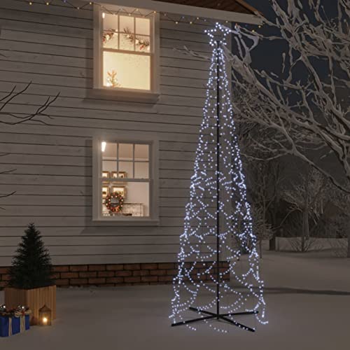 Festnight LED Weihnachtsbaum Außen Kegelform,Lichterbaum Aussen,Weihnachtspyramide,Tannenbaum Beleuchtung Kaltweiß 500 LEDs 100x300 cm Weihnachtsdeko Aussen von Festnight