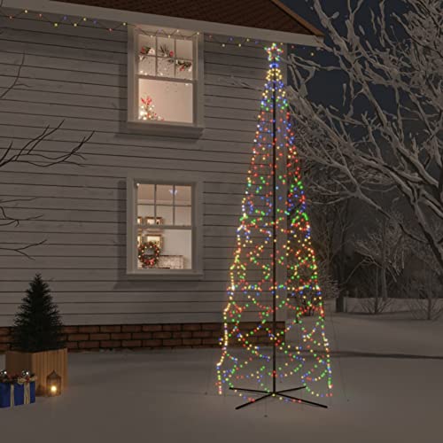 Festnight LED Weihnachtsbaum Außen Kegelform,Lichterbaum Aussen,Weihnachtspyramide,Tannenbaum Beleuchtung Mehrfarbig 1400 LEDs 160x500 cm Weihnachtsdeko Aussen von Festnight