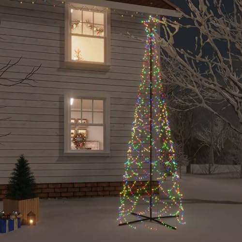 Festnight LED Weihnachtsbaum Außen Kegelform,Lichterbaum Aussen,Weihnachtspyramide,Tannenbaum Beleuchtung Mehrfarbig 500 LEDs 100x300 cm Weihnachtsdeko Aussen von Festnight
