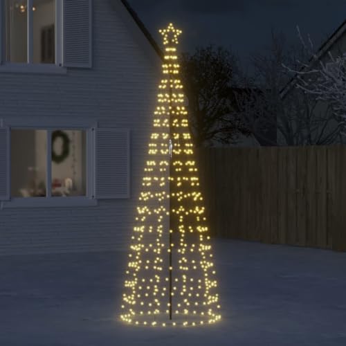 Festnight LED Weihnachtsbaum Außen mit Erdspießen,Lichterbaum Aussen,Weihnachtspyramide,Tannenbaum Beleuchtung 570 LEDs Warmweiß 300 cm Weihnachtsdeko Aussen von Festnight