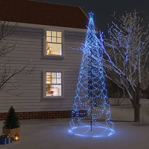 Festnight LED Weihnachtsbaum Außen mit Metallstange,Lichterbaum Aussen,Weihnachtspyramide,Tannenbaum Beleuchtung 1400 LEDs Blau 5 m Weihnachtsdeko Aussen von Festnight