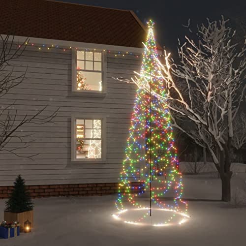 Festnight LED Weihnachtsbaum Außen mit Metallstange,Lichterbaum Aussen,Weihnachtspyramide,Tannenbaum Beleuchtung 1400 LEDs Mehrfarbig 5 m Weihnachtsdeko Aussen von Festnight