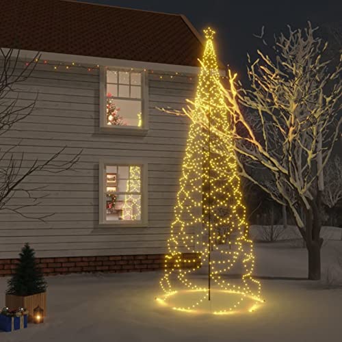 Festnight LED Weihnachtsbaum Außen mit Metallstange,Lichterbaum Aussen,Weihnachtspyramide,Tannenbaum Beleuchtung 1400 LEDs Warmweiß 5 m Weihnachtsdeko Aussen von Festnight
