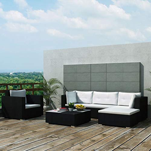 Festnight Lounge Set Gartenmöbel Set gartensofa Rattan Loungemöbel Sofa Poly Rattan gartenlounge balkonmöbel Balkon Lounge Rattan gartenmöbel Outdoor Sofa Lounge Set Outdoor gartengarnitur 6-TLG von Festnight