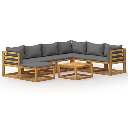 Festnight Loungemöbel 8-TLG. Gartenlounge Outdoor Loungemöbel Terrasse Modulares Sofa Gartenmöbel Set Holz Ecksofa Garten Gartengarnitur Terassenmoebel Set mit Auflage Massivholz Akazie von Festnight
