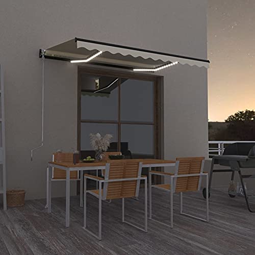 Festnight Markise 250 Breit 350x250 cm LED Gelenkarmmarkise Kassettenmarkise Wasserdicht Manuelle Gelenkmarkise Terrassenmarkise Sonnenmarkise Terrasse Balkon Sonnenschutz von Festnight