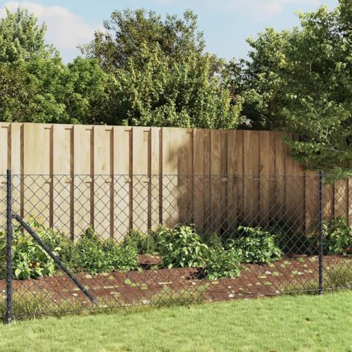 Festnight Maschendrahtzaun 100cm höhe Set Maschendrahtzaun Komplettset 1 x 19m Gartenzaun Set Zaunset Drahtzaun Maschendraht mit Bodenflansch-Anthrazit-1 x 10 m von Festnight
