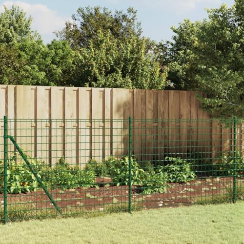 Festnight Maschendrahtzaun 80cm höhe Set Maschendrahtzaun Komplettset 1 x 25m Gartenzaun Set Zaunset Drahtzaun Maschendraht mit Bodenflansch-Grün-0.8 x 10 m Typ 1 von Festnight