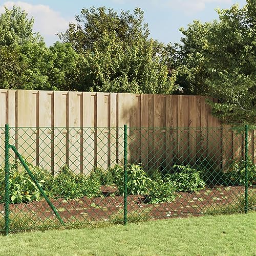 Festnight Maschendrahtzaun Komplett Set mit Bodenhülsen 0.8 x 25 m Gartenzaun-Set Grün Gitterzaun Zaunset Tiergeheges Gartenzaun Komplettset Drahtzaun Gehege Kaninchendraht Maschendraht Zaun von Festnight