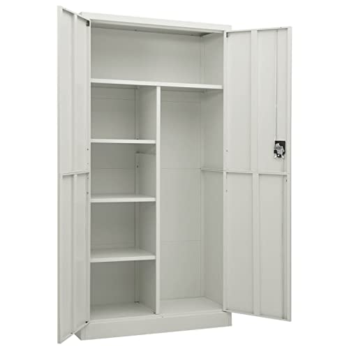 Festnight Mehrzweckschrank Besenschrank Putzschrank Metallschrank Aufbewahrungsschrank Metall Schrank Stahlschrank Universalschrank Abschließbar 90x40x180 cm Hellgrau von Festnight