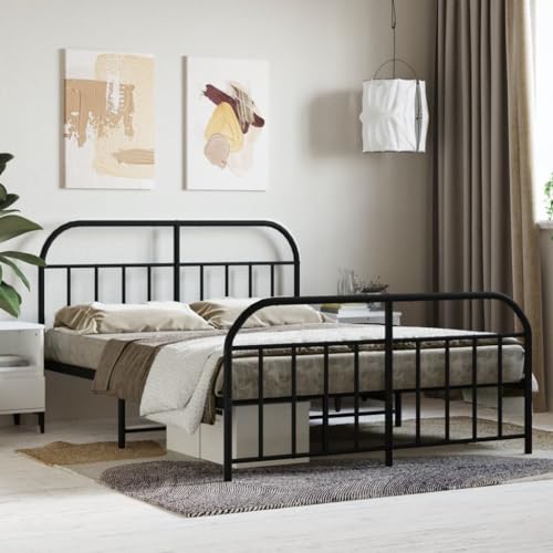 Festnight Metallbett 140x190 cm Bettrahmen Metall Bett mit Kopfteil Einzelbett Doppelbett Bettgestell mit Lattenrost Gästebett Jugendbett von Festnight