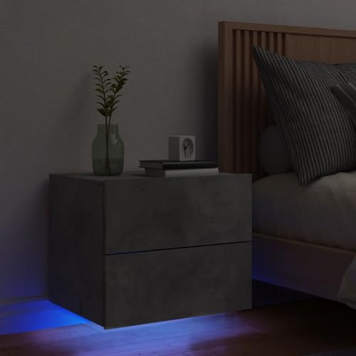 Festnight Nachttisch Hängend mit LED Beleuchtung Wandregal mit Schublade Nachtschrank Hängeschrank Modern Wand Nachtkommode Wandschrank Wandboard Wandschublade von Festnight