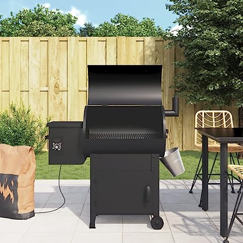 Festnight Pelletgrill mit Schornstein 6-in-1 Verwendung Multifunktionalen Pelletgrill, Pellet-Räuchergrill Schwarz 104 cm Eisen Grill für Grillen, Räuchern, Schmoren, Rösten, Backen oder BBQ von Festnight