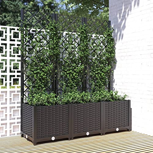 Festnight Pflanzkübel mit Rankgitter 120x40x136 cm Schwarz Blumenkasten PP Rankkasten Pflanzkasten mit Rankhilfe Spalier Pflanzgitter Blumenkübel Pflanzkübel Garten Terrasse Balkon von Festnight