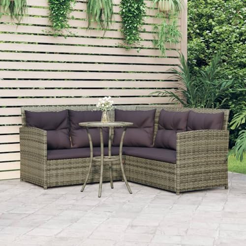 Festnight Poly Rattan Ecklounge Eckbank Lounge Gartenmöbel Set Gartengarnitur Balkon Lounge Klein Sitzgruppe Ecksofa Terrasse Sitzecke Eckgarnitur Garten Sofa Garnitur Couch-Eck Grau von Festnight