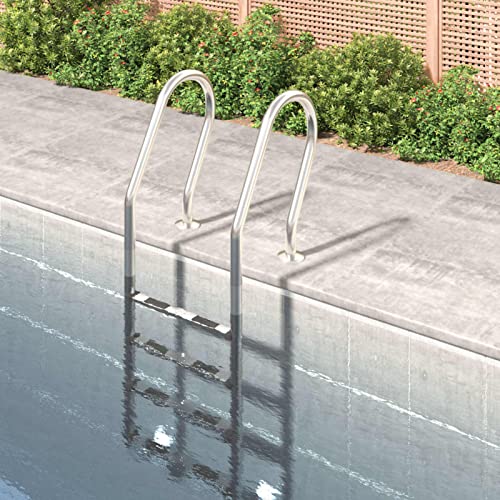 Festnight Poolleiter Edelstahl 4 Steps, Pool Ladder, Swimming Pool Ladder, Edelstahl 304, für eingelassene Schwimmbecken,54 x 38 x 184,5 cm von Festnight