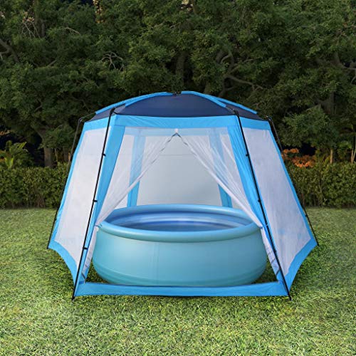 Festnight Poolzelt Poolpartyzelt Pooldach Gartenpavillon Aufstellpools Partyzelt Poolabdeckung Pooldach für Aufstellpools Stoff 590 x 520 x 250 cm Blau von Festnight