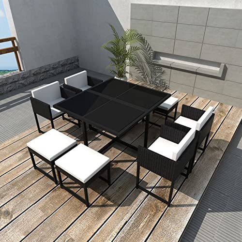 Festnight Rattan Gartenmöbel Set 4 Personen Balkon Sitzgruppe Garten Essgruppe Balkonmöbel Set Gartentisch mit 4 Stühlen Set Gartenbank Polyrattan Gartengarnitur Sitzgarnitur Balkontisch von Festnight