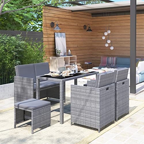 Festnight Rattan Gartenmöbel Set 4 Personen Balkon Sitzgruppe Garten Essgruppe Balkonmöbel Set Gartentisch mit Stühlen Set Gartenbank Polyrattan Gartengarnitur Sitzgarnitur Balkontisch von Festnight