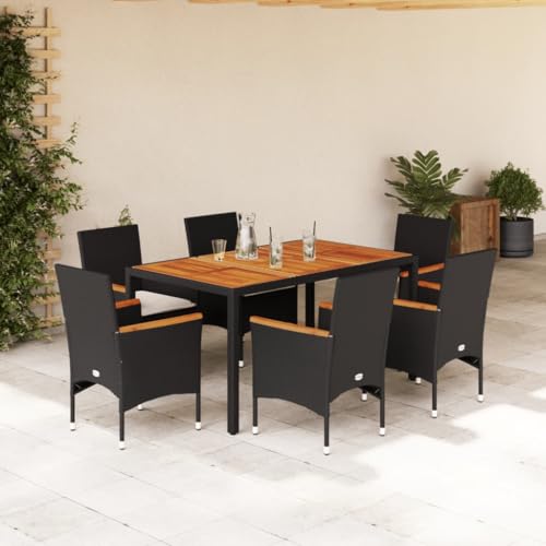 Festnight Rattan Gartenmöbel Set 6 Personen Terrassenmöbel Außen Gartenmöbel Set 6 Stühle mit Tisch Sitzgruppe Outdoor Gartentisch mit Stühlen Set Garten Essgruppe Gartengarnitur von Festnight