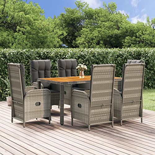 Festnight Rattan Gartenmöbel Set 6 Personen Verstellbar Gartenmöbel Set 6 Stühle mit Tisch Sitzgruppe Outdoor mit Hochlehner Terrassenmöbel Außen Gartentisch mit Stühlen Set Garten Essgruppe von Festnight