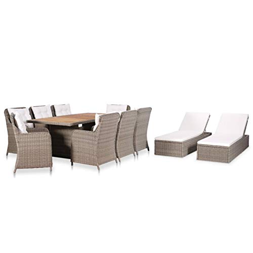 Festnight Rattan Gartenmöbel Set 8 Stühle mit Tisch Sonnenliege Sitzgruppe Garten Essgruppe 8 Personen Polyrattan Gartentisch mit Stühlen Set Sitzgarnitur Gartensessel Wetterfest Gartengarnitur von Festnight