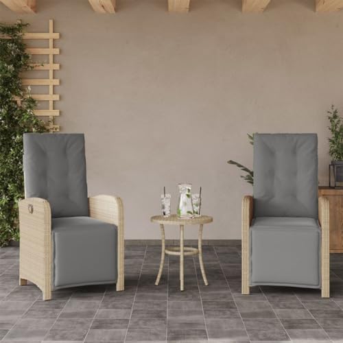 Festnight Rattansessel 2er Set Poly,Gartenstuhl Hochlehner Verstellbar,Liegesessel Rattan Garten,Rattansessel Outdoor Verstellbar,Gartenbank Mit Kissen,Gartensessel Rattan Liegestuhl mit Fußteil von Festnight