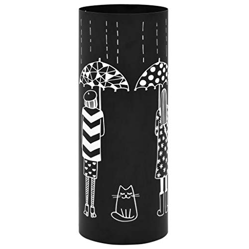 Festnight Regenschirmständer Frauen-Design | Metall Schirmständer | mit Wasserauffangschale | Schwarz Pulverbeschichtetem Stahl | 18x48,5 cm von Festnight