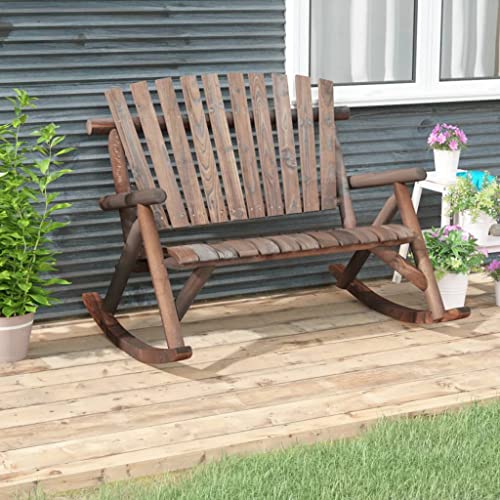 Festnight Rustikale 2-Sitzer Holz-Schaukelbank, Gartenbank mit Schaukelbewegung, 123x96x102 cm, Braun von Festnight