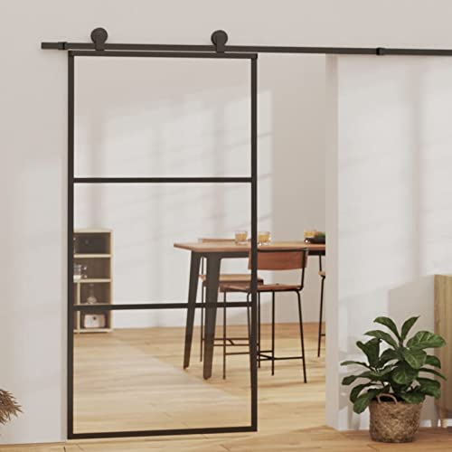 Festnight Schiebetür Glas glasschiebetür Komplettset schiebetür Komplettset mit tür glastür Sliding Door Schwebetür-2 Horizontale Stäbe-102 x 205 cm von Festnight