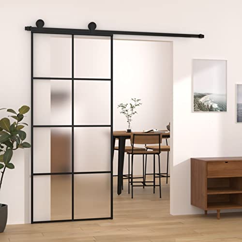 Festnight Schiebetür Glas glasschiebetür Komplettset schiebetür Komplettset mit tür glastür Sliding Door Schwebetür-4x2 Scheiben-90 x 205 cm von Festnight