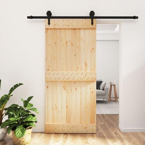 Festnight Schiebetür Holz Schiebetür Set schiebetür Komplettset Schiebetür mit Beschlag Schiebetür Barn Holz Innen Tür Sliding barn Door-95x210 cm-2-1x von Festnight