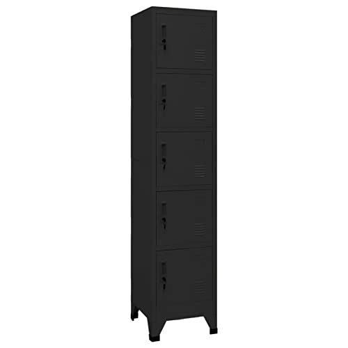 Festnight Schließfachschrank 5 Fächer Spind Metallschrank Fächerschrank Wertfachschrank Metallspind Schließfach Umkleideschrank Mehrzweckschrank Schwarz 38x40x180 cm von Festnight