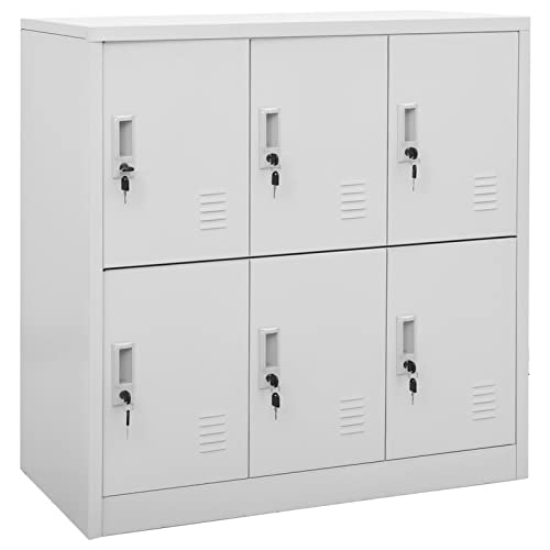Festnight Schließfachschrank Spind 1 STK Schließfachschrank mit 6 Fächer Metallschrank Spintschränke Büroschrank Schließfächer Hellgrau Stahlschrank Lagerschrank 90x45x92,5 cm von Festnight